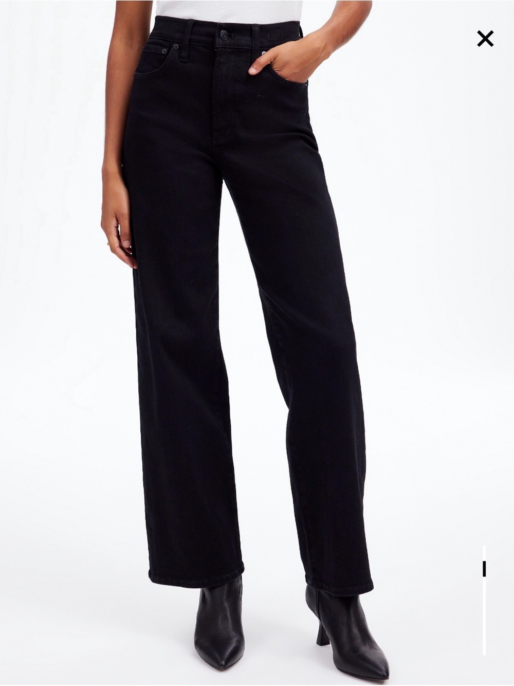 NWT Madewell The Perfect Vintage Wide-Leg Jean Black Rinse Wash 28